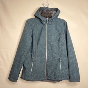 ZeroXposur Teal Hooded Softshell Jacket Womens Large Fleece Lined Outdoor Cozy